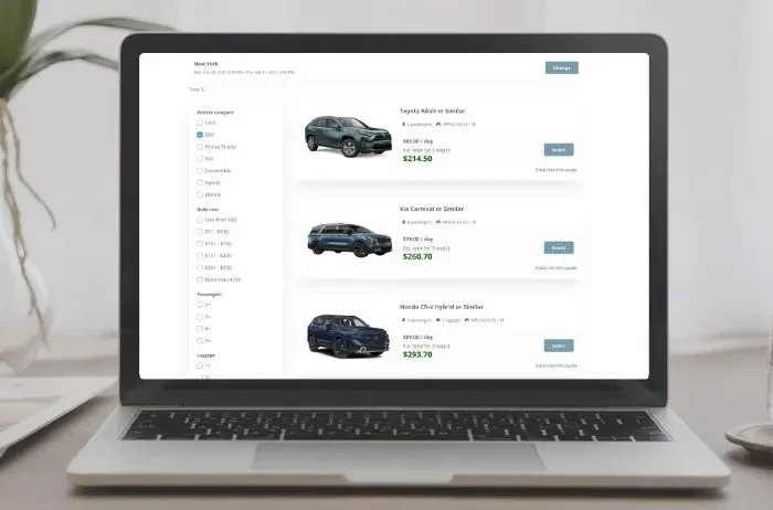 WP REZ Plugin is listing vehicles in real time on a modern website